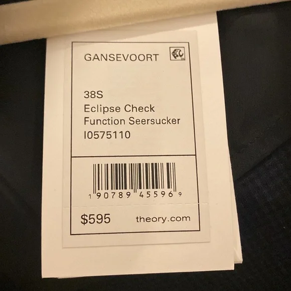 NWT theory eclipse check blazer men’s sz38S - Picture 4 of 5